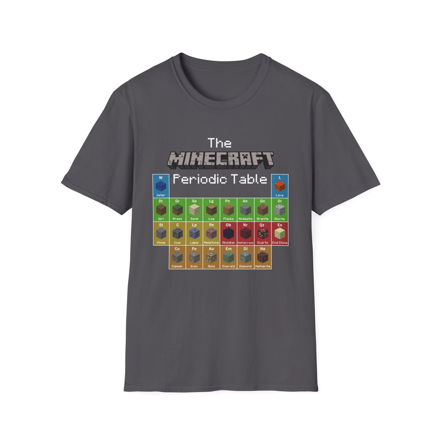 The Mine Craft Periodic Table T-Shirt, Gamer Tee, Unisex