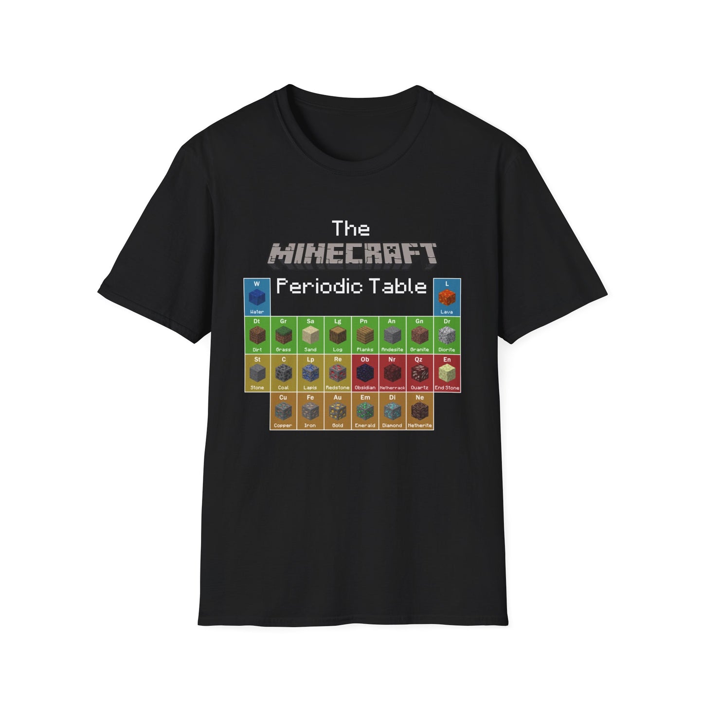 The Mine Craft Periodic Table T-Shirt, Gamer Tee, Unisex