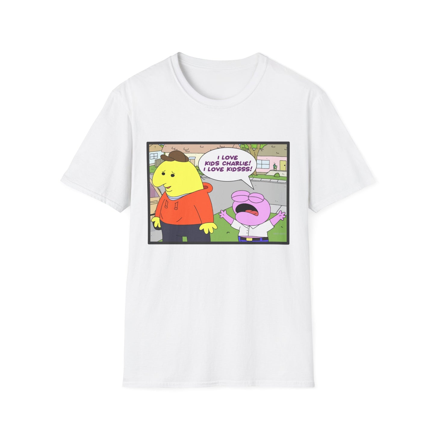 Funny "I Love Kids" Smiling Friends Graphic T-Shirt, Unisex