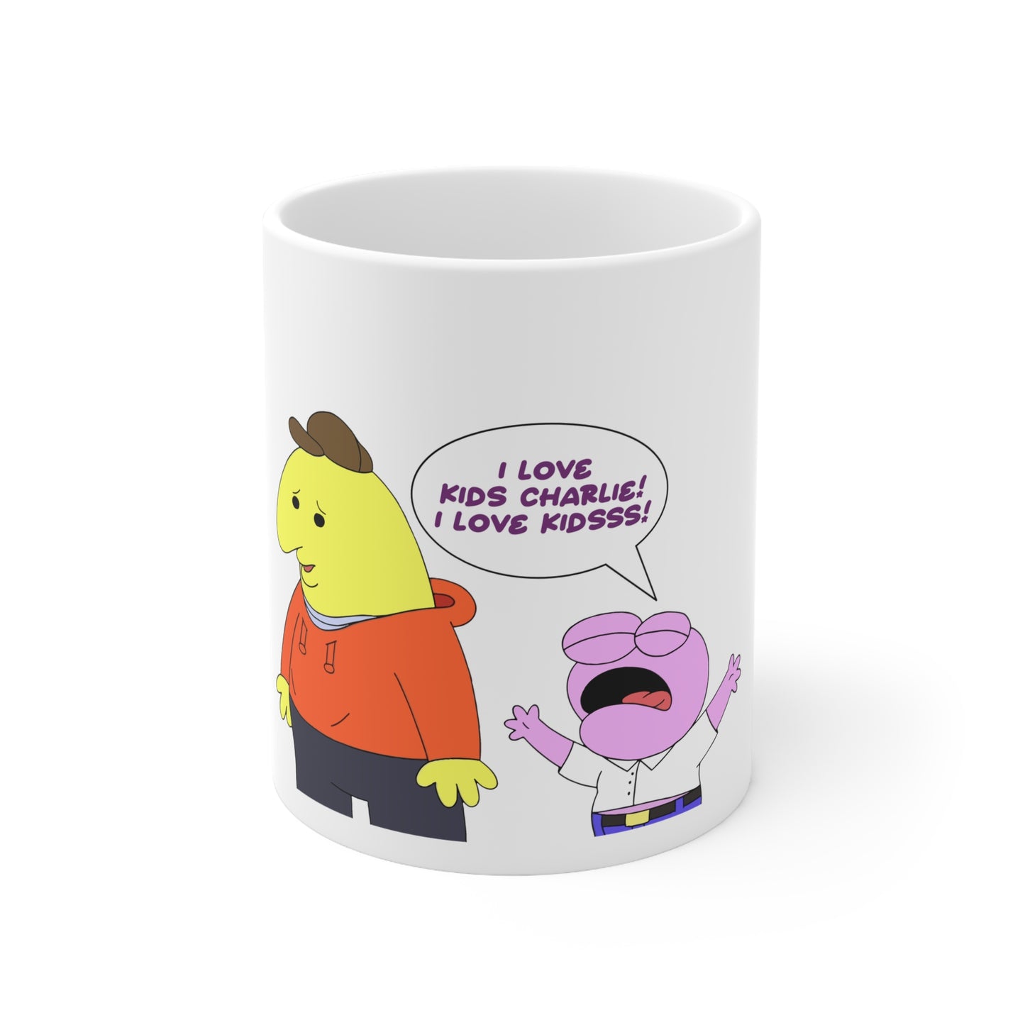 Funny "I Love Kids" Smiling Friends Mug, 11oz