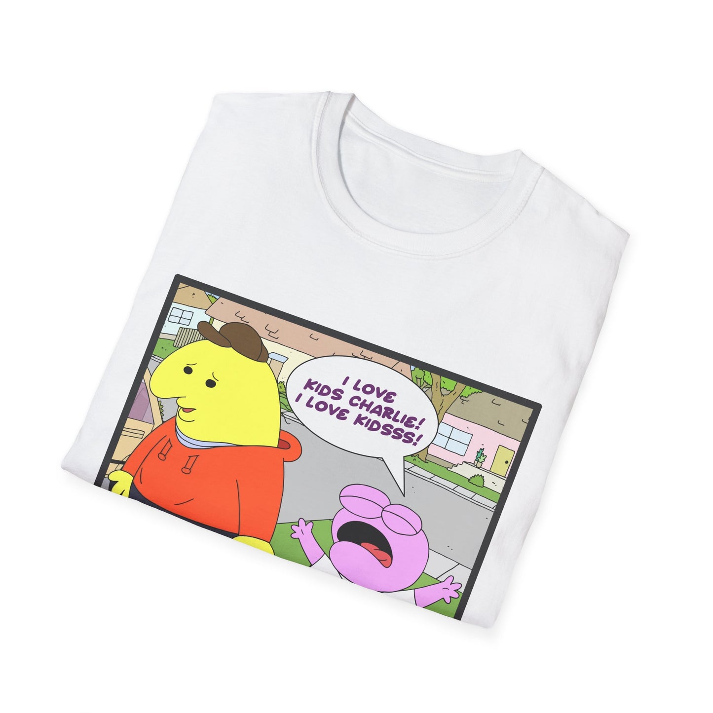 Funny "I Love Kids" Smiling Friends Graphic T-Shirt, Unisex