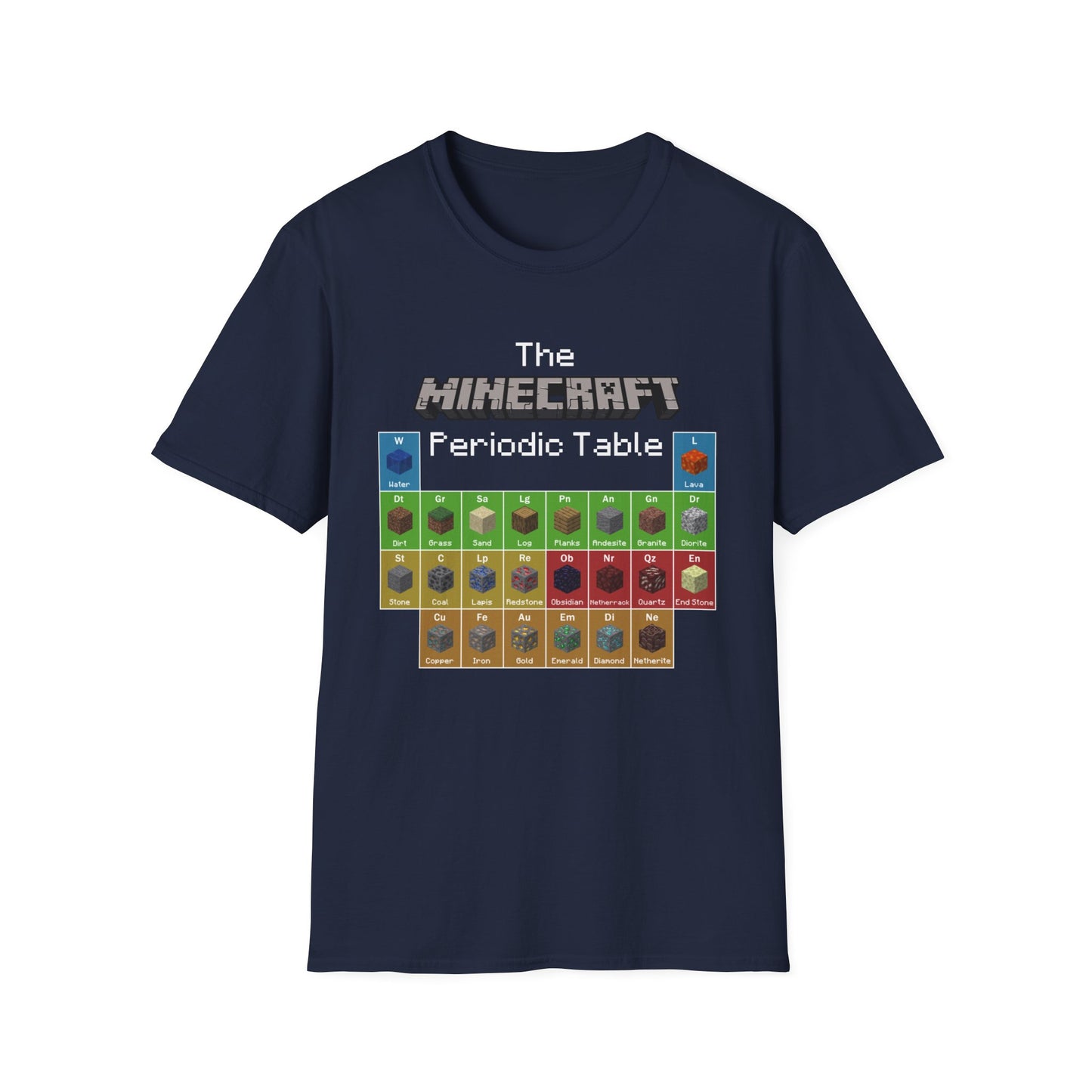 The Mine Craft Periodic Table T-Shirt, Gamer Tee, Unisex