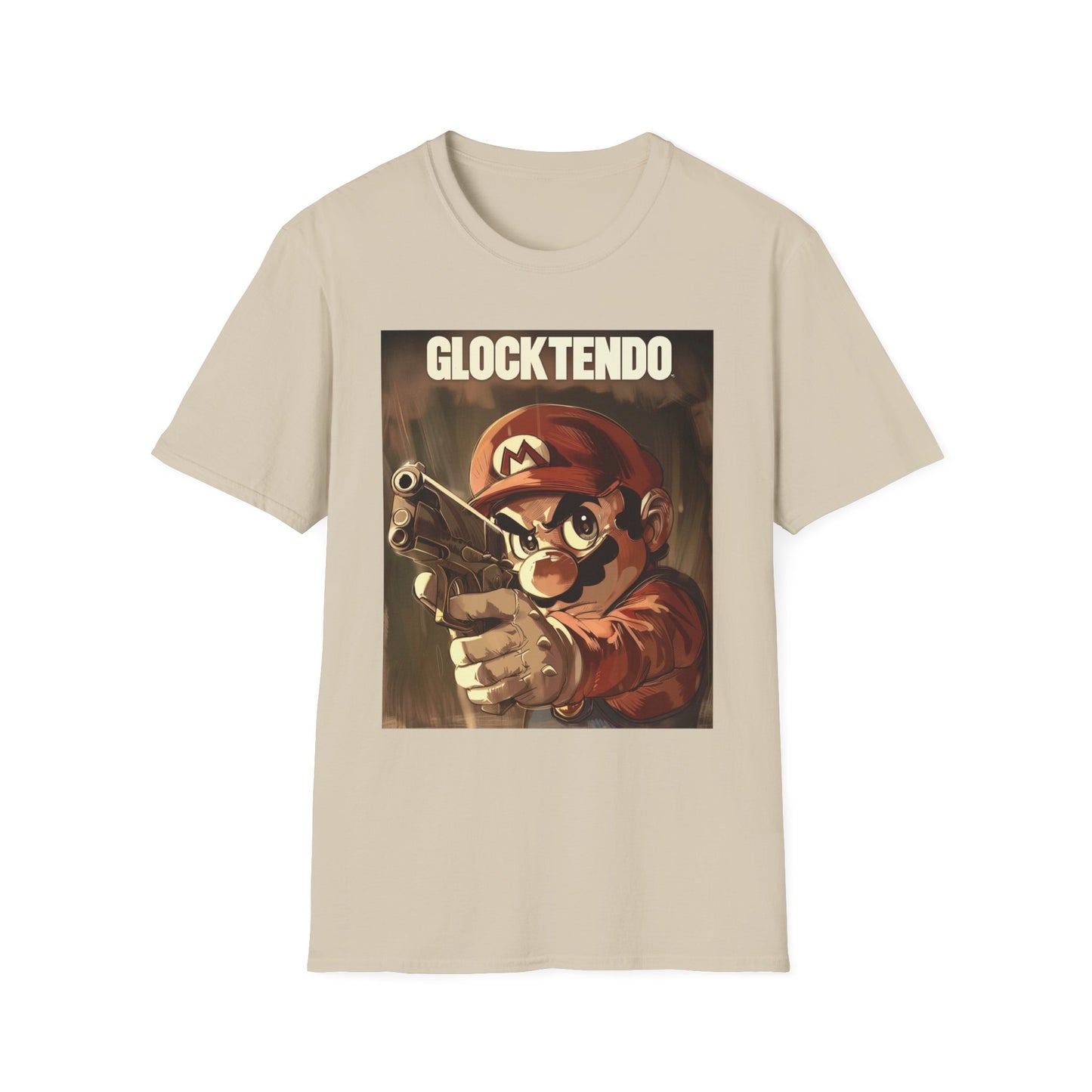 Funny Super M Plumber Graphic Tee "Glocktendo", Holding Gun, Unisex