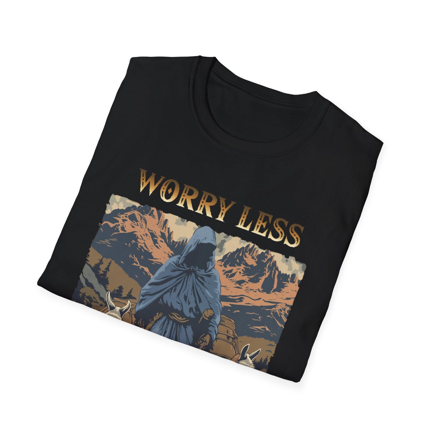 MC "Worry Less, Wander More" Wandering Trader T-Shirt - Mine Craft Graphic Tee Design, Unisex