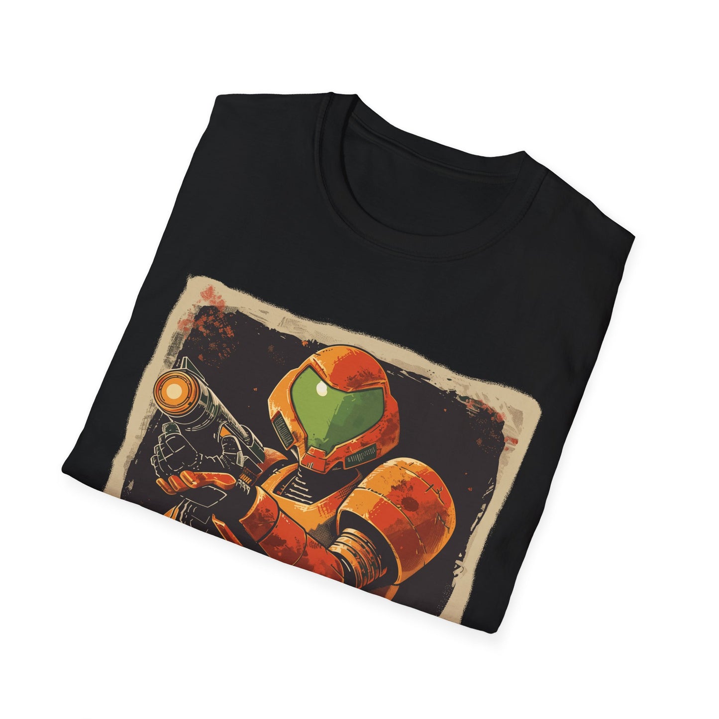 Retro Met Roid Samus Tee, Nostalgia Gamer T-Shirt Design, Unisex Softstyle