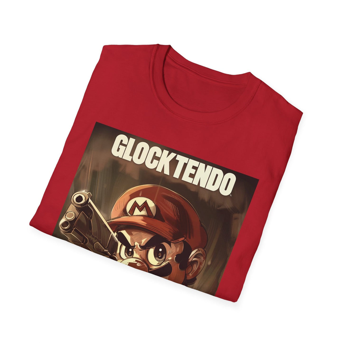 Funny Super M Plumber Graphic Tee "Glocktendo", Holding Gun, Unisex