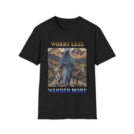 MC "Worry Less, Wander More" Wandering Trader T-Shirt - Mine Craft Graphic Tee Design, Unisex