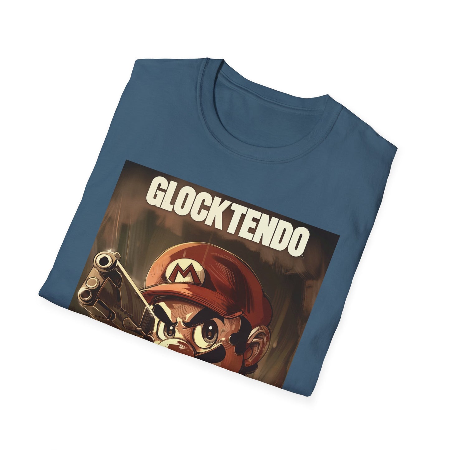 Funny Super M Plumber Graphic Tee "Glocktendo", Holding Gun, Unisex