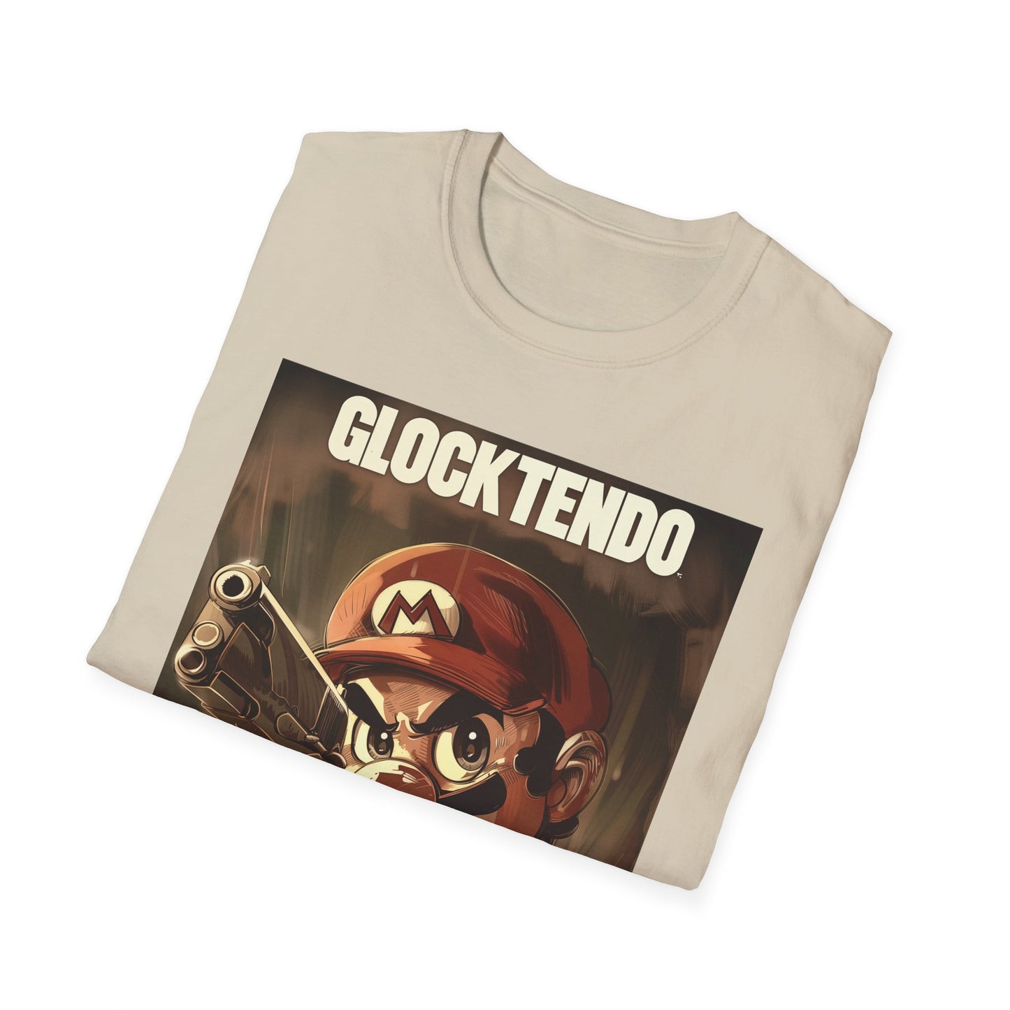 Funny Super M Plumber Graphic Tee "Glocktendo", Holding Gun, Unisex