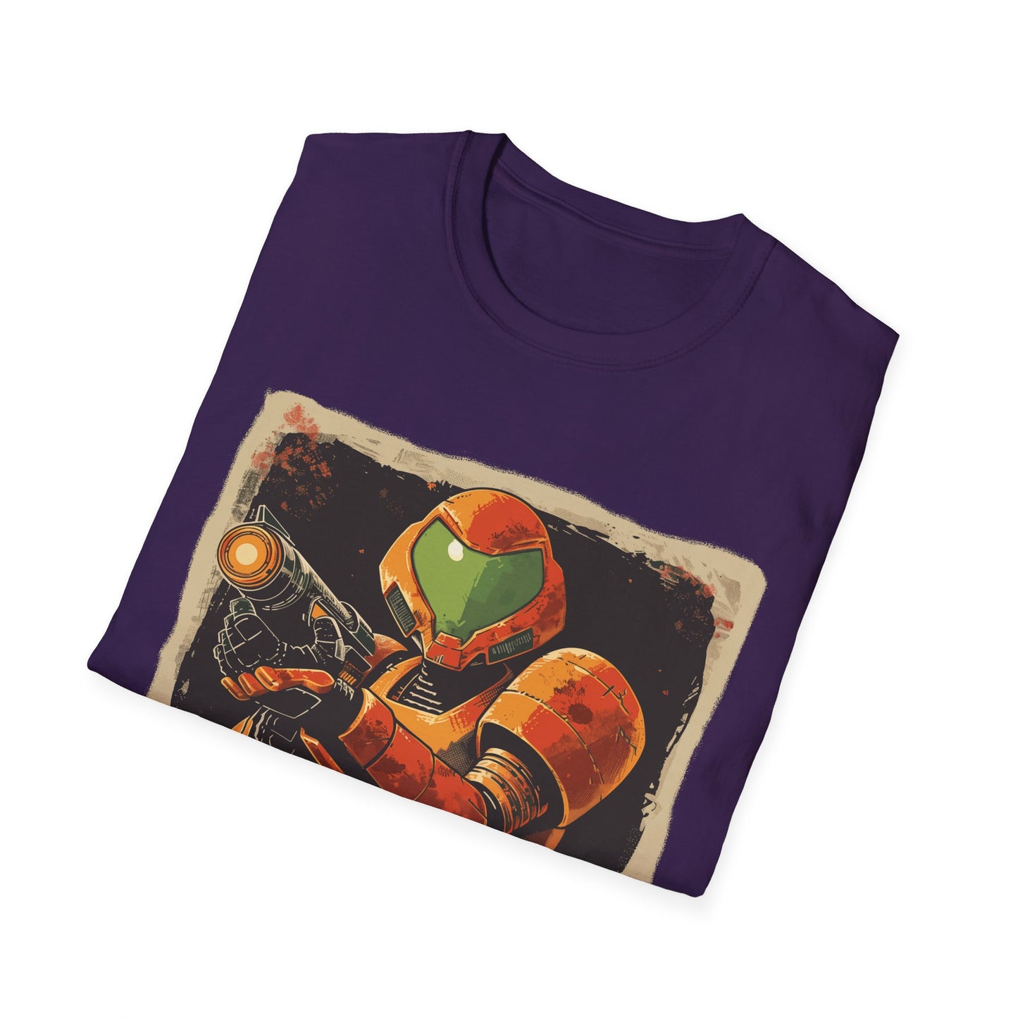 Retro Met Roid Samus Tee, Nostalgia Gamer T-Shirt Design, Unisex Softstyle