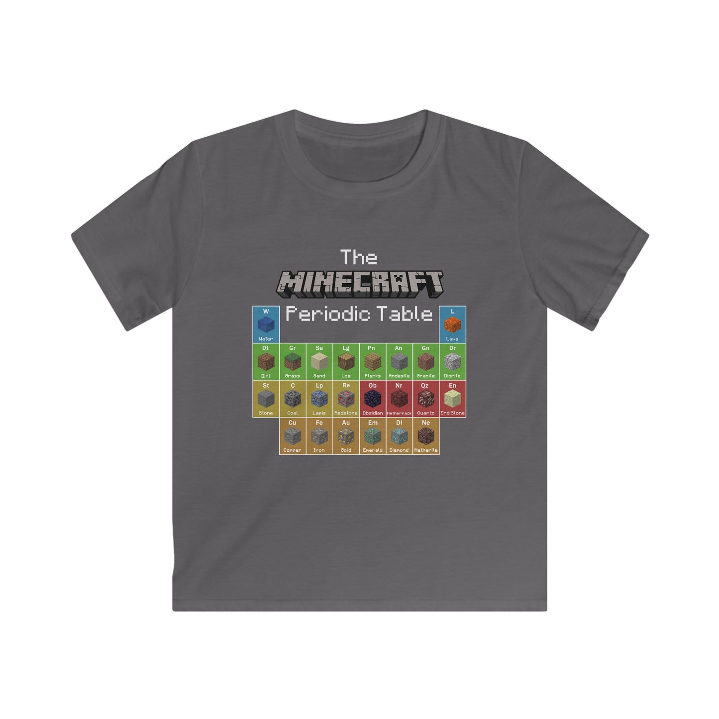 The Mine Craft Periodic Kids Table T-Shirt, Gamer Tee, Unisex