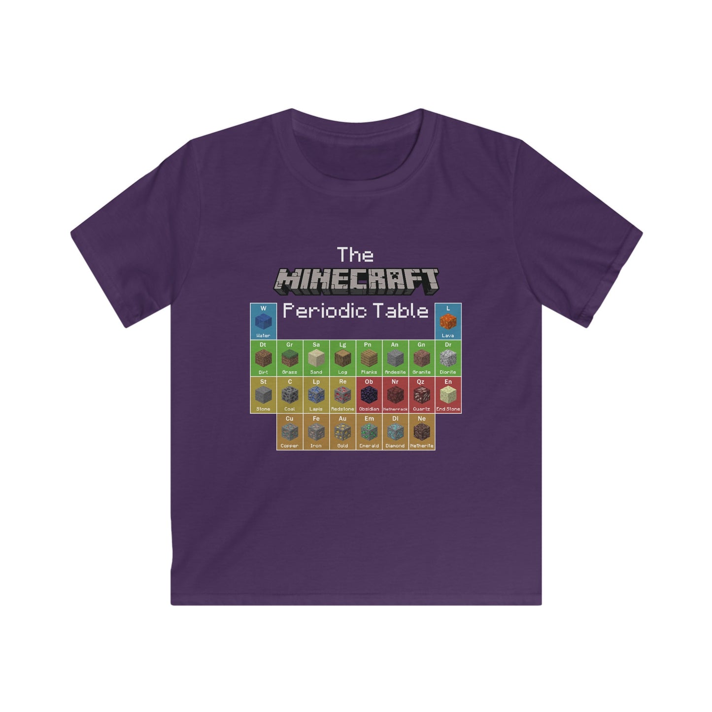 The Mine Craft Periodic Kids Table T-Shirt, Gamer Tee, Unisex